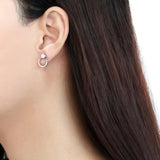 High polished (no plating) Stainless Steel Earrings with AAA Grade CZ  in Clear