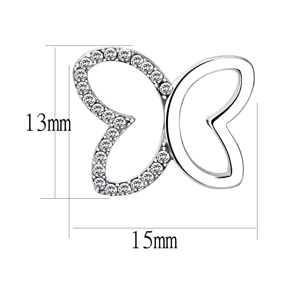 High polished (no plating) Stainless Steel Earrings with AAA Grade CZ  in Clear