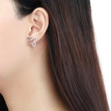 High polished (no plating) Stainless Steel Earrings with AAA Grade CZ  in Clear