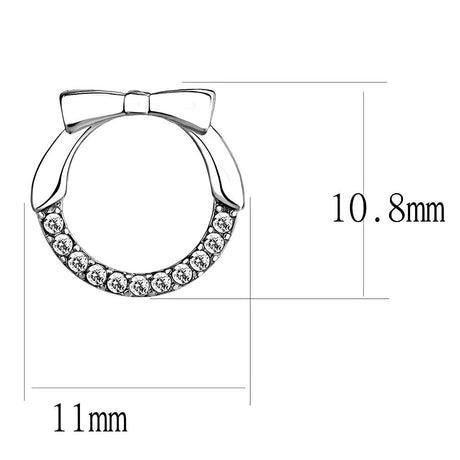 High polished (no plating) Stainless Steel Earrings with AAA Grade CZ  in Clear