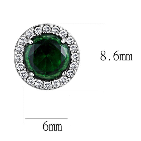 High polished (no plating) Stainless Steel Earrings with Synthetic Synthetic Glass in Emerald