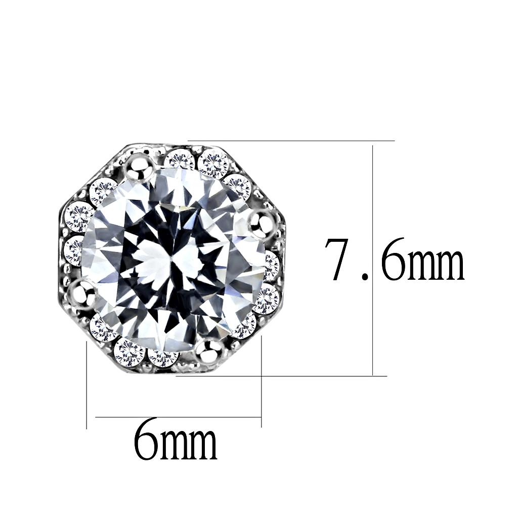 High polished (no plating) Stainless Steel Earrings with AAA Grade CZ  in Clear
