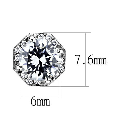 High polished (no plating) Stainless Steel Earrings with AAA Grade CZ  in Clear