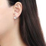 High polished (no plating) Stainless Steel Earrings with AAA Grade CZ  in Clear