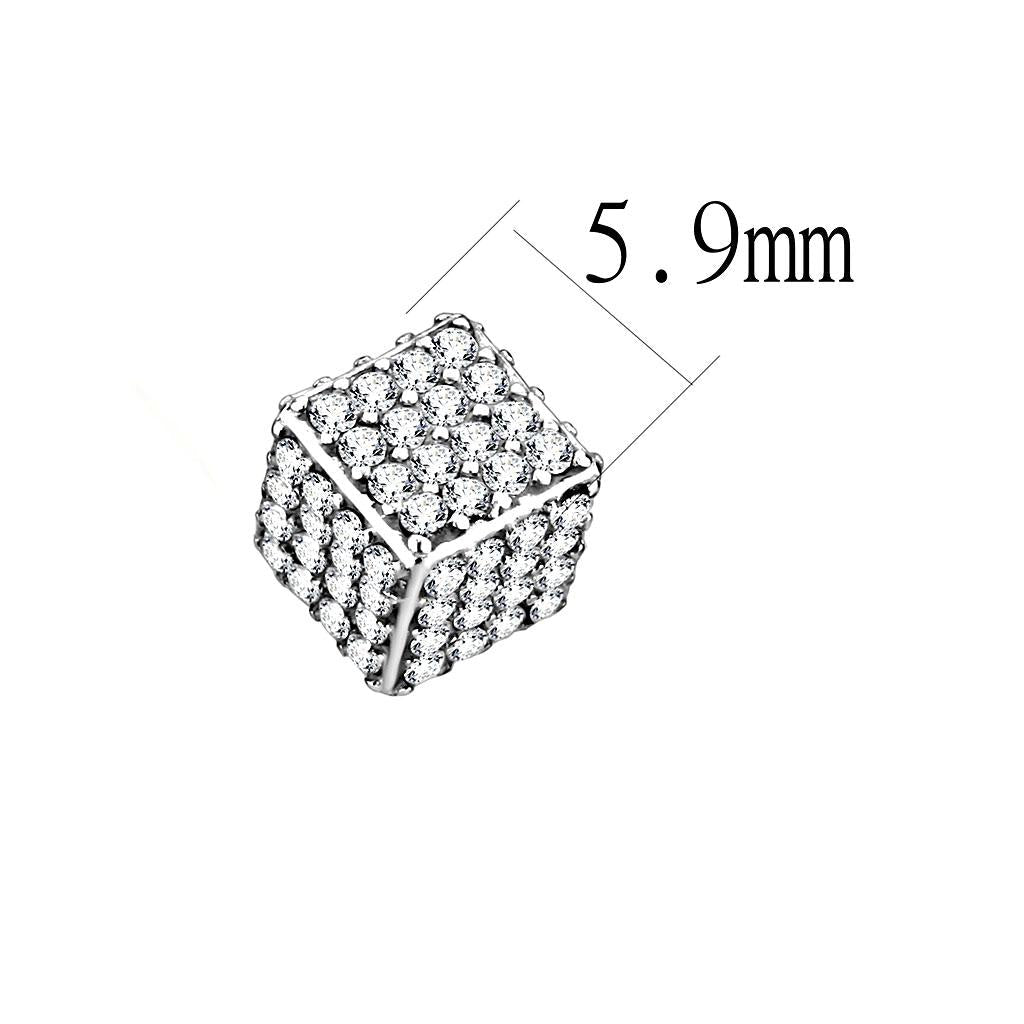 High polished (no plating) Stainless Steel Earrings with AAA Grade CZ  in Clear