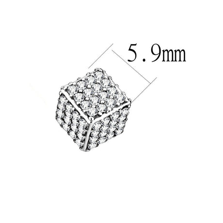High polished (no plating) Stainless Steel Earrings with AAA Grade CZ  in Clear
