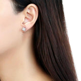 High polished (no plating) Stainless Steel Earrings with AAA Grade CZ  in Clear