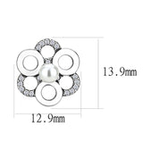 High polished (no plating) Stainless Steel Earrings with Synthetic Pearl in White
