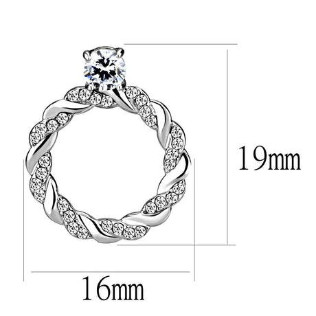 High polished (no plating) Stainless Steel Earrings with AAA Grade CZ  in Clear