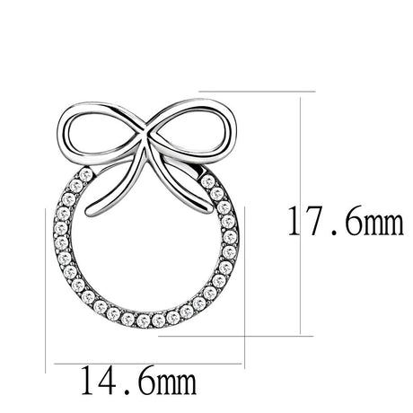 High polished (no plating) Stainless Steel Earrings with AAA Grade CZ  in Clear