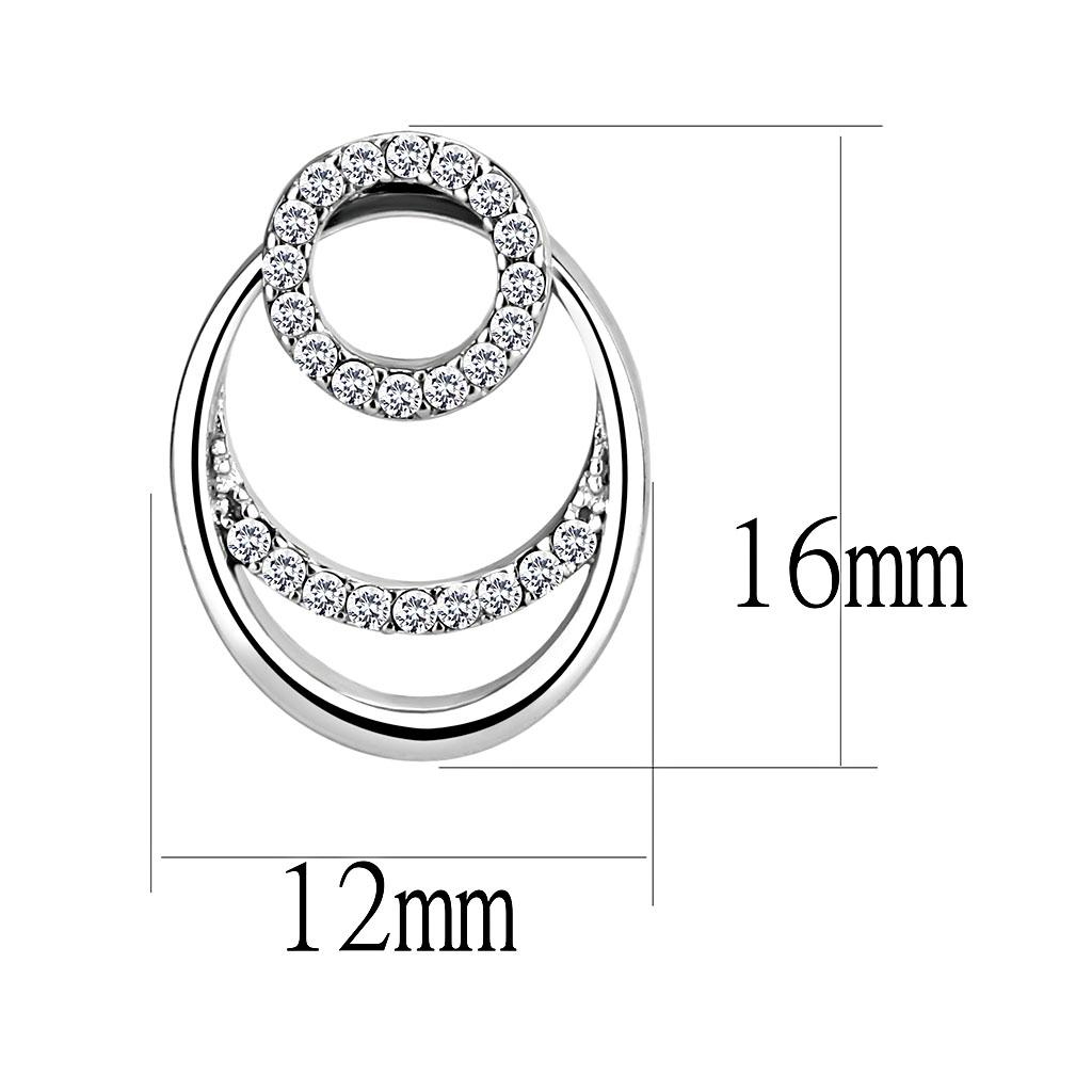 High polished (no plating) Stainless Steel Earrings with AAA Grade CZ  in Clear
