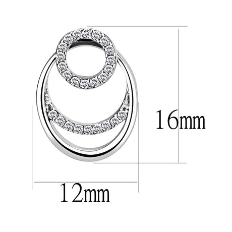 High polished (no plating) Stainless Steel Earrings with AAA Grade CZ  in Clear