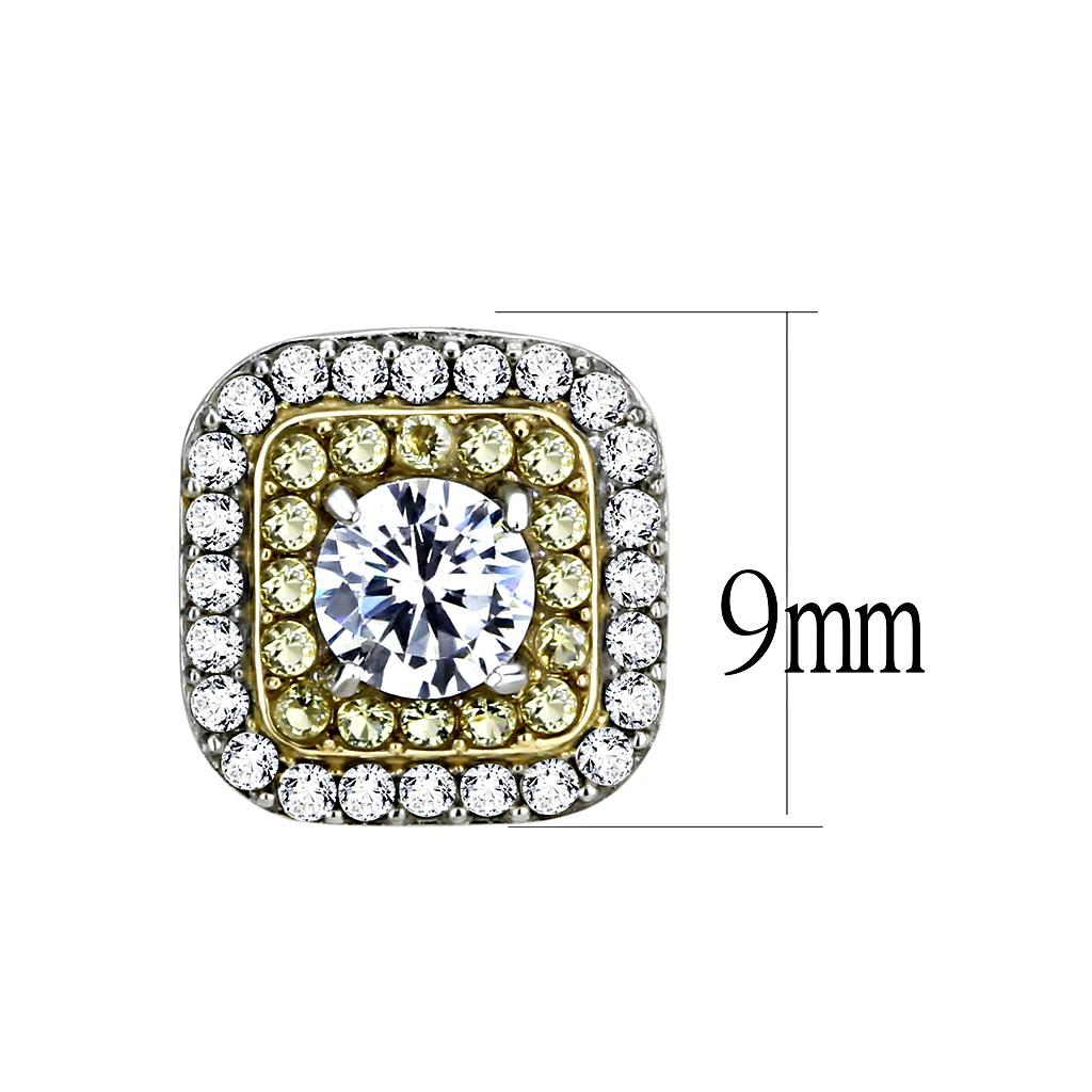 Two-Tone IP Gold (Ion Plating) Stainless Steel Earrings with AAA Grade CZ  in Clear