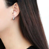 High polished (no plating) Stainless Steel Earrings with Synthetic Pearl in Gray
