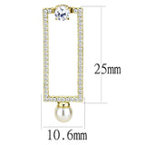 IP Gold(Ion Plating) Stainless Steel Earrings with Synthetic Pearl in White