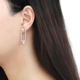 IP Gold(Ion Plating) Stainless Steel Earrings with Synthetic Pearl in White