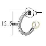 High polished (no plating) Stainless Steel Earrings with Synthetic Pearl in White