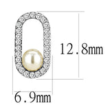 High polished (no plating) Stainless Steel Earrings with Synthetic Pearl in White