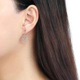 Two-Tone IP Rose Gold Stainless Steel Earrings with AAA Grade CZ  in Clear