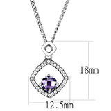 High polished (no plating) Stainless Steel Chain Pendant with AAA Grade CZ  in Amethyst