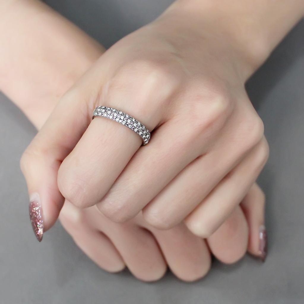 High polished (no plating) Stainless Steel Ring with AAA Grade CZ  in Multi Color