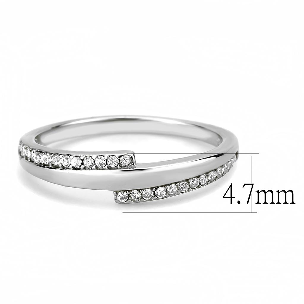 High polished (no plating) Stainless Steel Ring with AAA Grade CZ  in Clear
