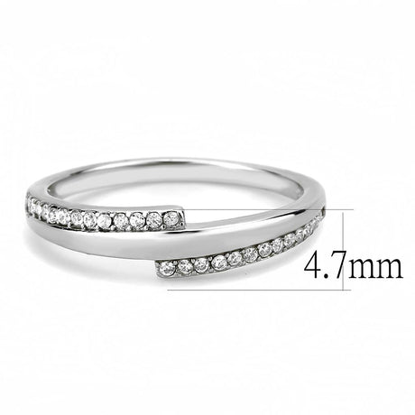 High polished (no plating) Stainless Steel Ring with AAA Grade CZ  in Clear