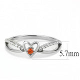 High polished (no plating) Stainless Steel Ring with AAA Grade CZ  in Orange