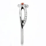 High polished (no plating) Stainless Steel Ring with AAA Grade CZ  in Orange