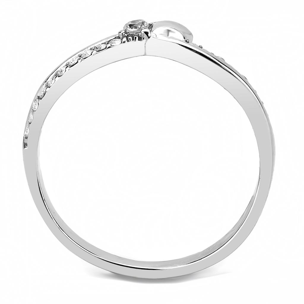 High polished (no plating) Stainless Steel Ring with AAA Grade CZ  in Clear