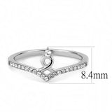 High polished (no plating) Stainless Steel Ring with AAA Grade CZ  in Clear