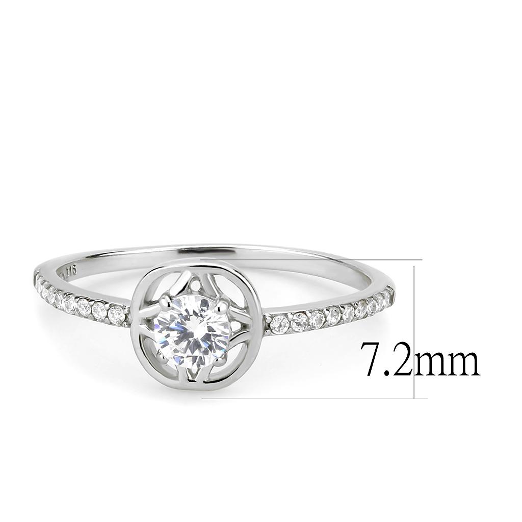 High polished (no plating) Stainless Steel Ring with AAA Grade CZ  in Clear