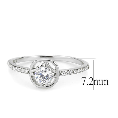 High polished (no plating) Stainless Steel Ring with AAA Grade CZ  in Clear