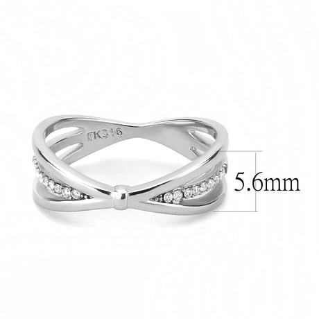 High polished (no plating) Stainless Steel Ring with AAA Grade CZ  in Clear