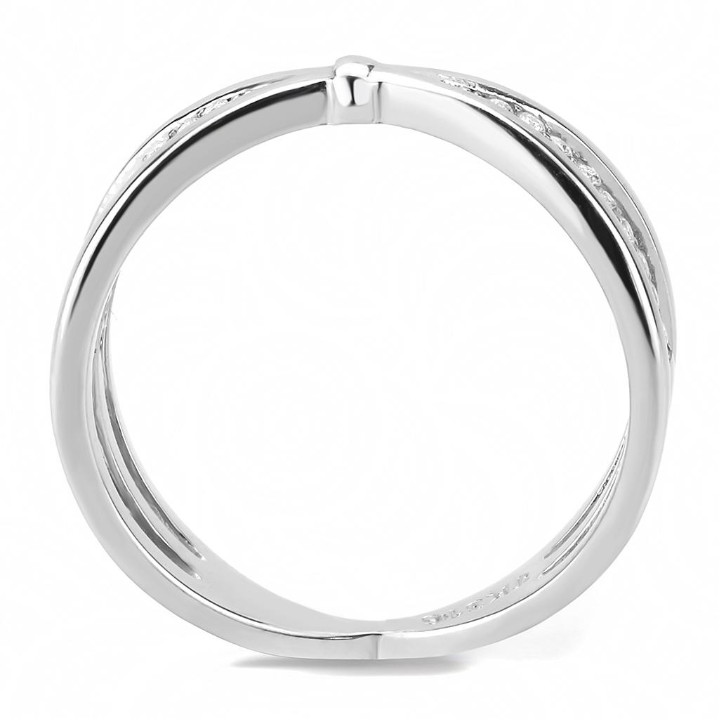 High polished (no plating) Stainless Steel Ring with AAA Grade CZ  in Clear