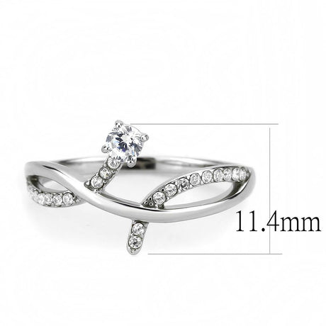 High polished (no plating) Stainless Steel Ring with AAA Grade CZ  in Clear