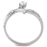 High polished (no plating) Stainless Steel Ring with AAA Grade CZ  in Clear