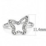 High polished (no plating) Stainless Steel Ring with AAA Grade CZ  in Clear