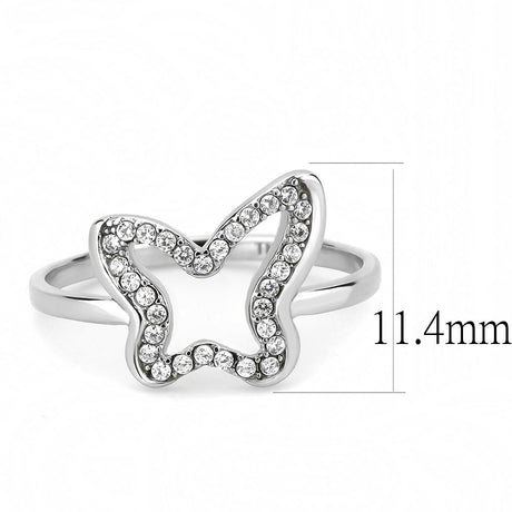 High polished (no plating) Stainless Steel Ring with AAA Grade CZ  in Clear