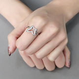 High polished (no plating) Stainless Steel Ring with AAA Grade CZ  in Clear