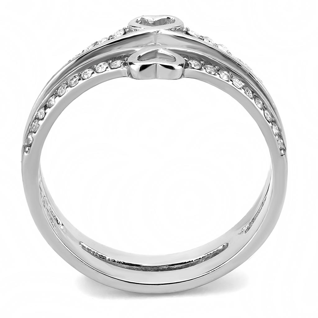 High polished (no plating) Stainless Steel Ring with AAA Grade CZ  in Clear