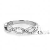 High polished (no plating) Stainless Steel Ring with AAA Grade CZ  in Clear