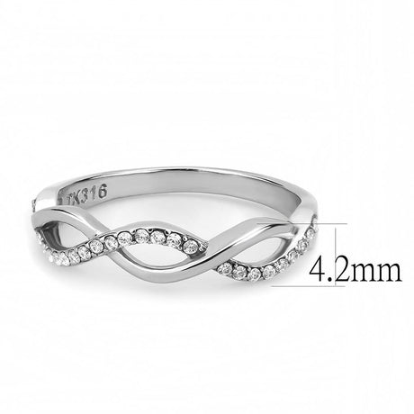 High polished (no plating) Stainless Steel Ring with AAA Grade CZ  in Clear