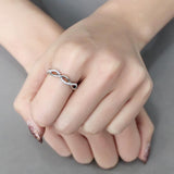 High polished (no plating) Stainless Steel Ring with AAA Grade CZ  in Clear