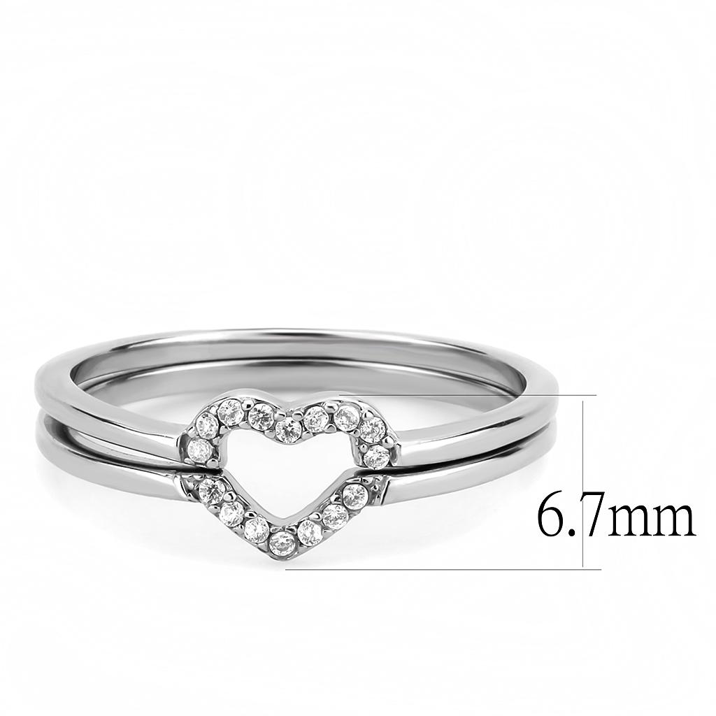 High polished (no plating) Stainless Steel Ring with AAA Grade CZ  in Clear