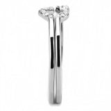 High polished (no plating) Stainless Steel Ring with AAA Grade CZ  in Clear