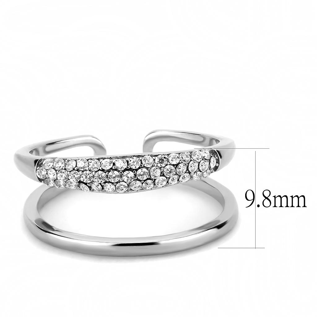 High polished (no plating) Stainless Steel Ring with AAA Grade CZ  in Clear