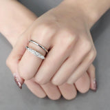 High polished (no plating) Stainless Steel Ring with AAA Grade CZ  in Clear