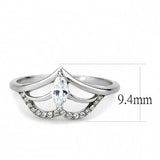 High polished (no plating) Stainless Steel Ring with AAA Grade CZ  in Clear