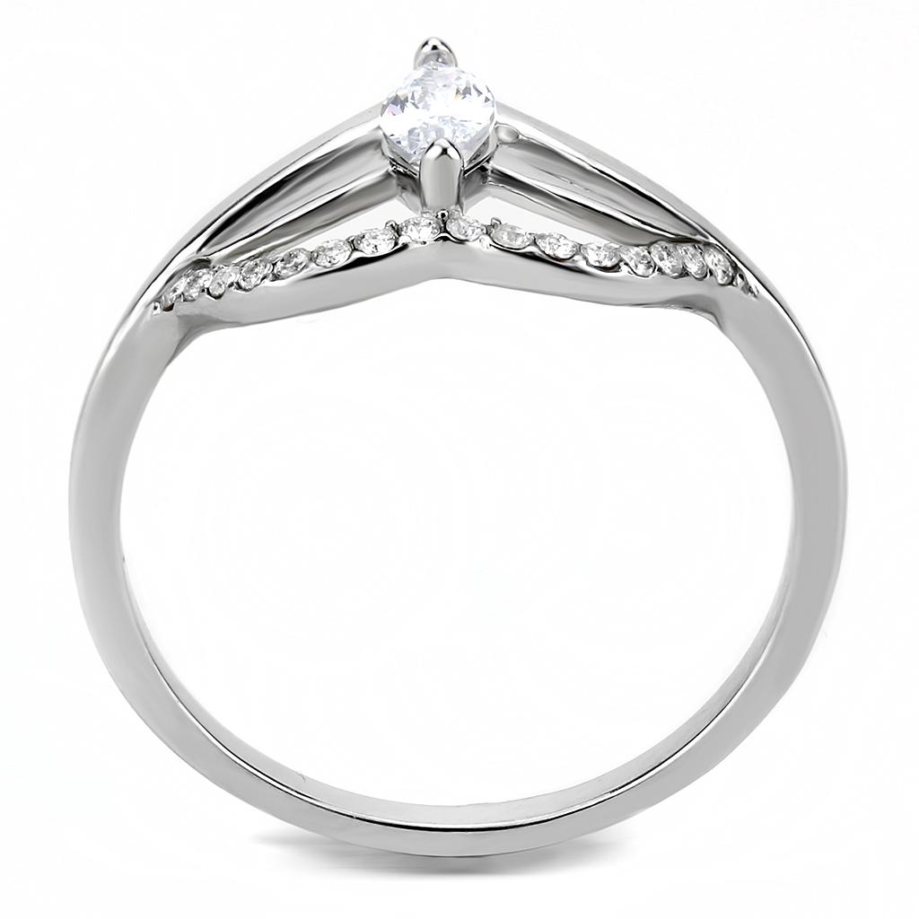 High polished (no plating) Stainless Steel Ring with AAA Grade CZ  in Clear